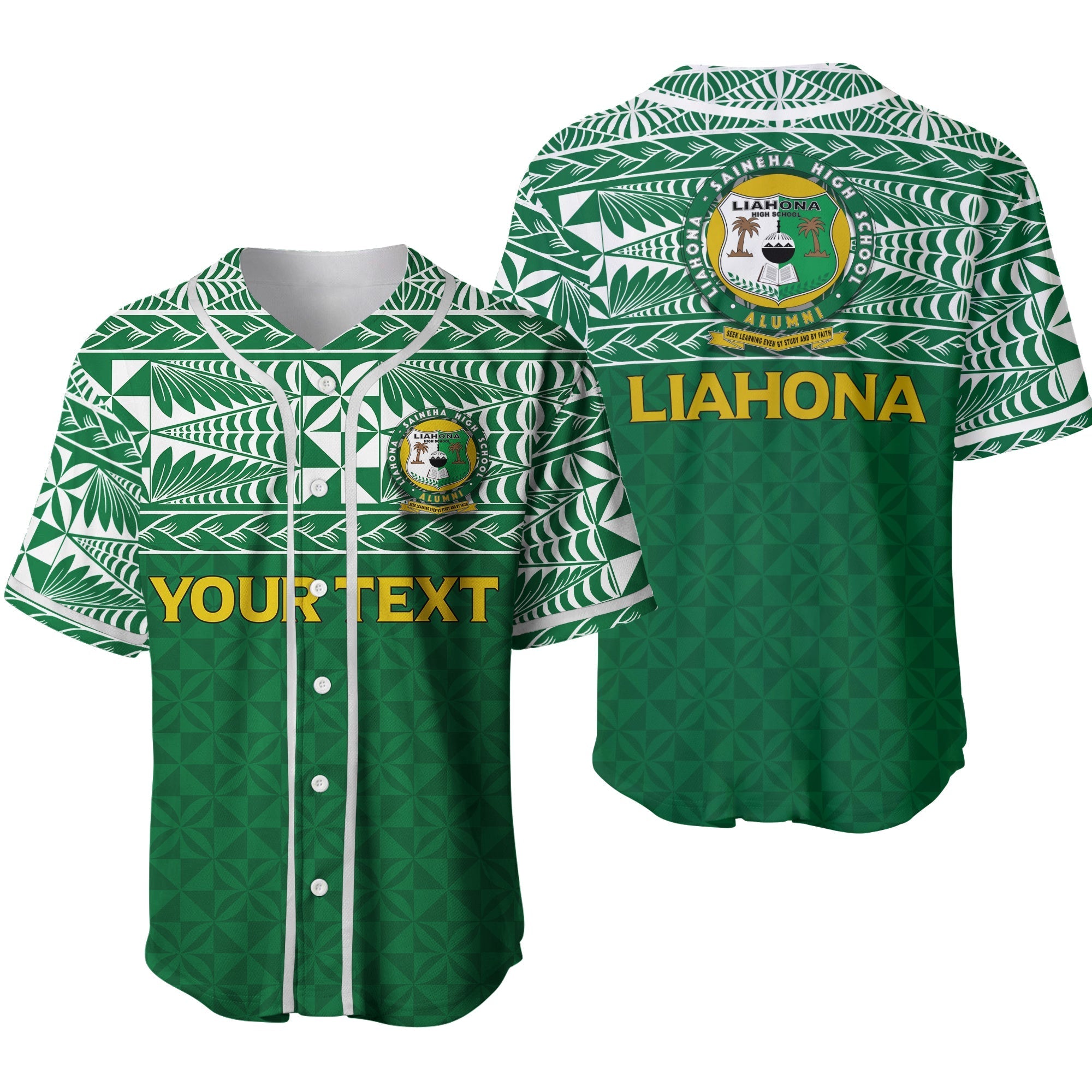 (Custom Personalised) Liahona Tonga Baseball Jersey - Tongan Pattern LT12 - Wonder Print Shop