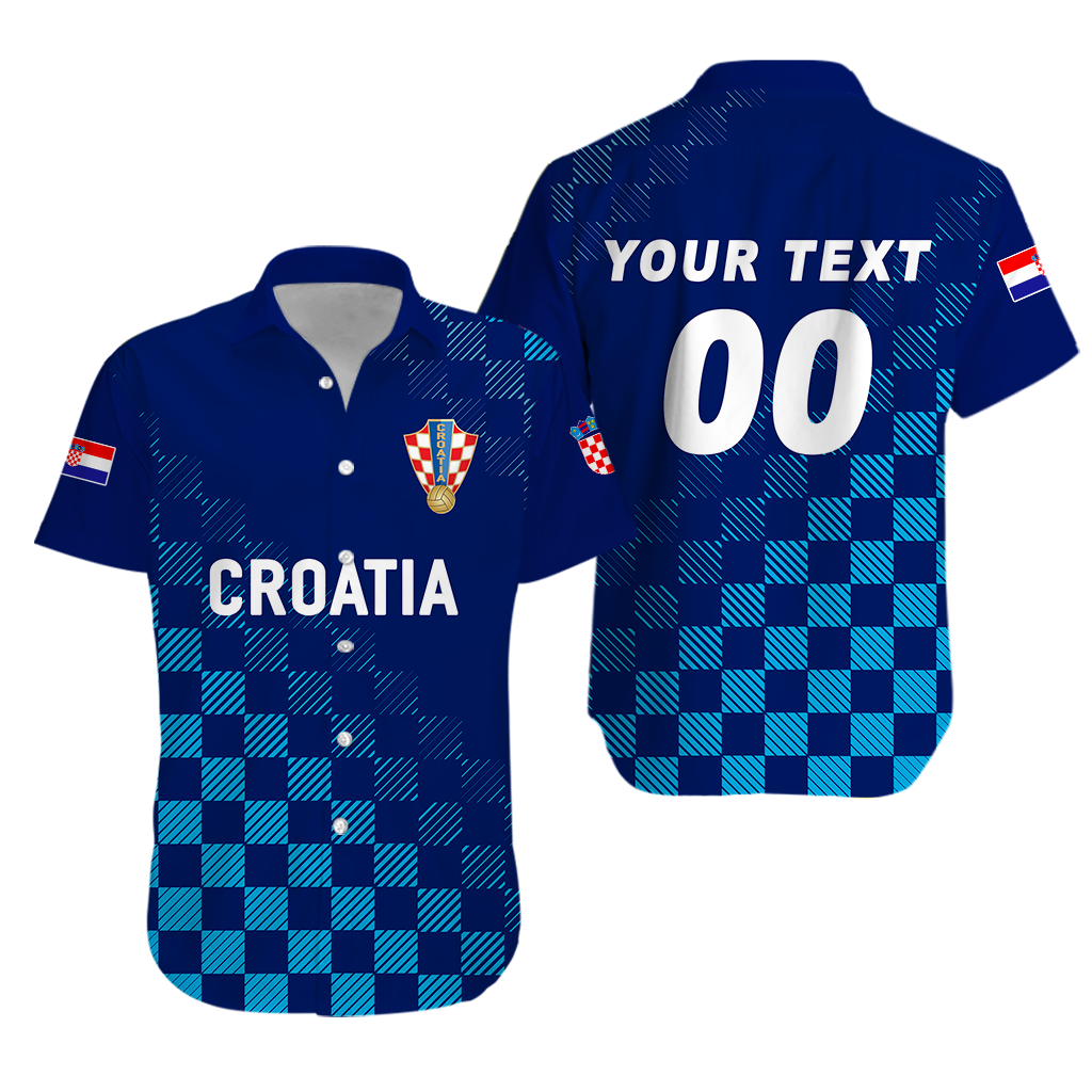 (Custom Personalised) Croatia Football World Cup 2022 Champions Pride Hawaiian Shirt Blue