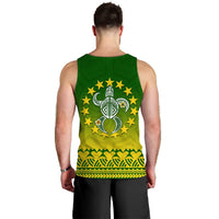 Green tank back with turtle-and-stars crest and decorative tribal border