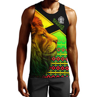 Men’s black tank top with multicolor lion graphic and Jamaica text
