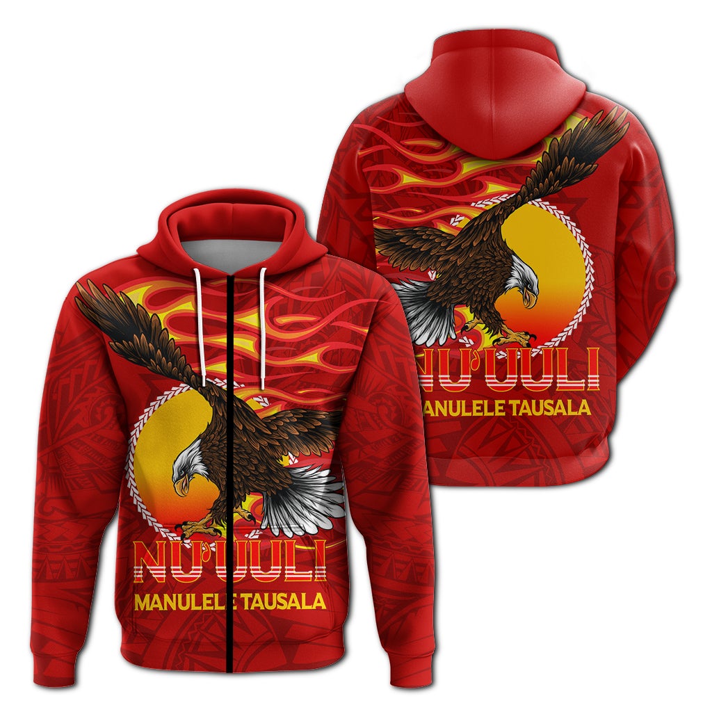 American Samoa Zip Up Hoodie Nuuuli Manulele Tausala Eagle LT12 - Wonder Print Shop