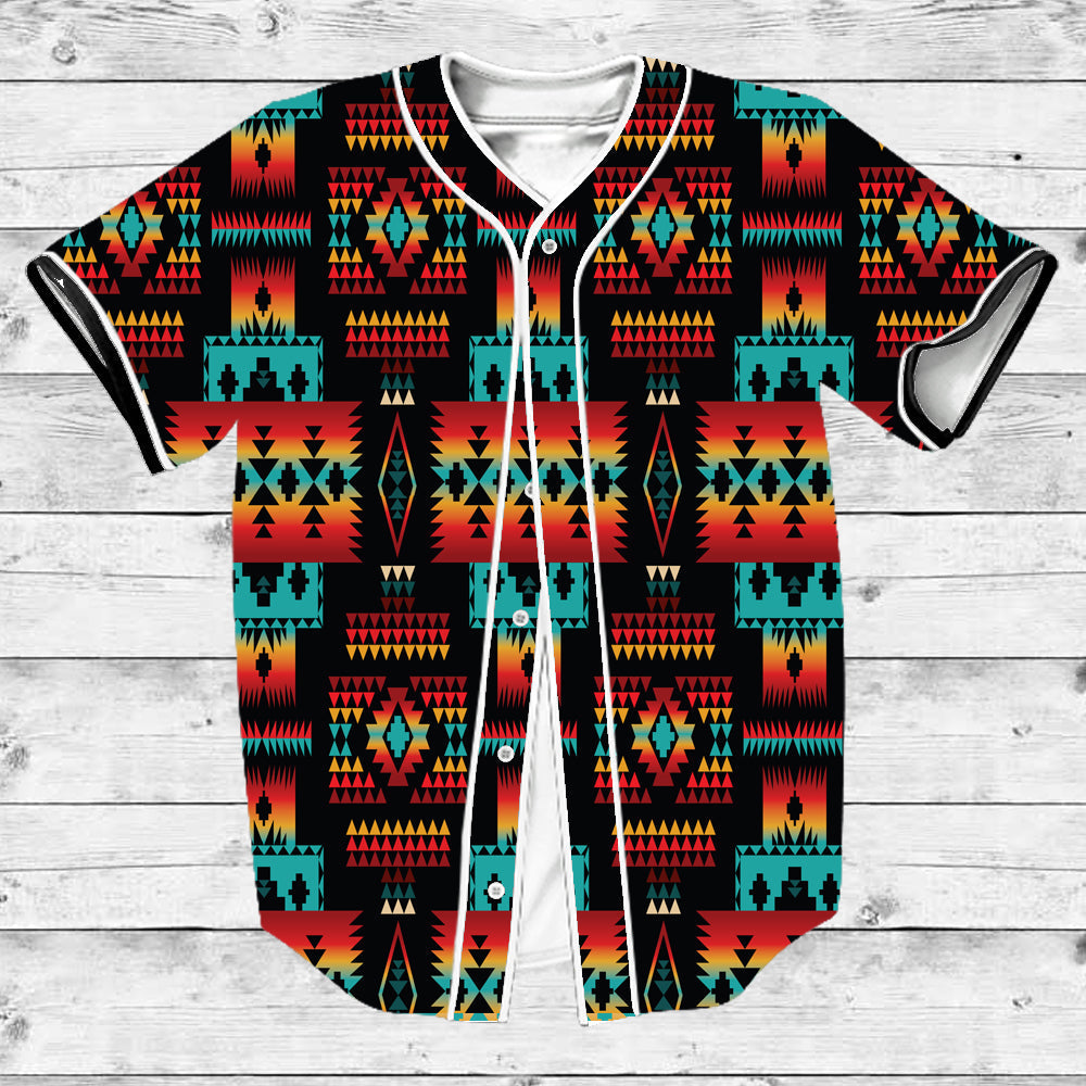 Black Native Tribes Pattern Native American Baseball Jersey LT10 - Wonder Print Shop