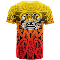 T-shirt with multicolor Polynesian tattoo graphic, back