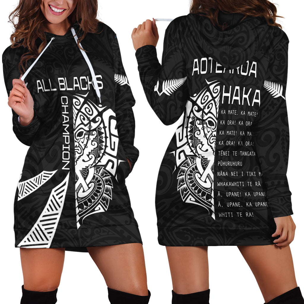 New Zealand Rugby Hoodie Dress Haka All Black mix Ta Moko LT13 - Wonder Print Shop