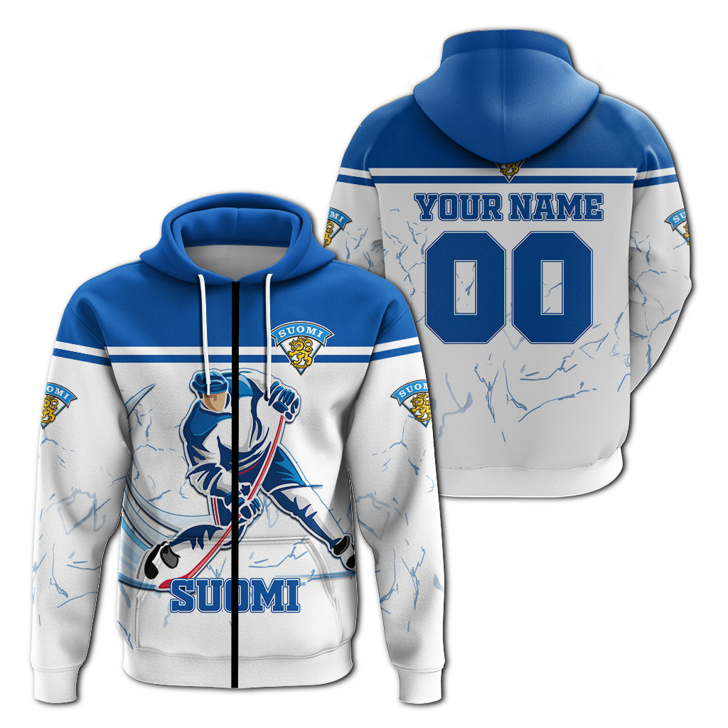 Custom Finland Hockey Zip Hoodie LT12 - Wonder Print Shop