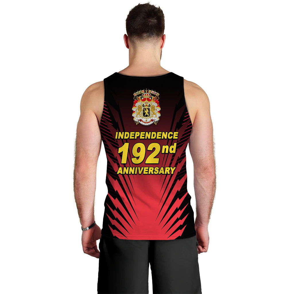 Men's tank top back print: Independence 192nd Anniversary with Belgian coat of arms