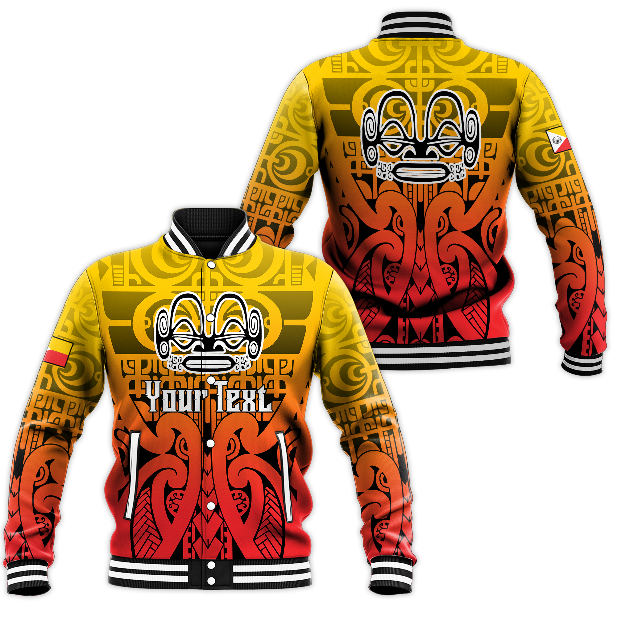 (Custom Personalised) Marquesas Islands Marquesan Tattoo Baseball Jacket LT12 - Wonder Print Shop