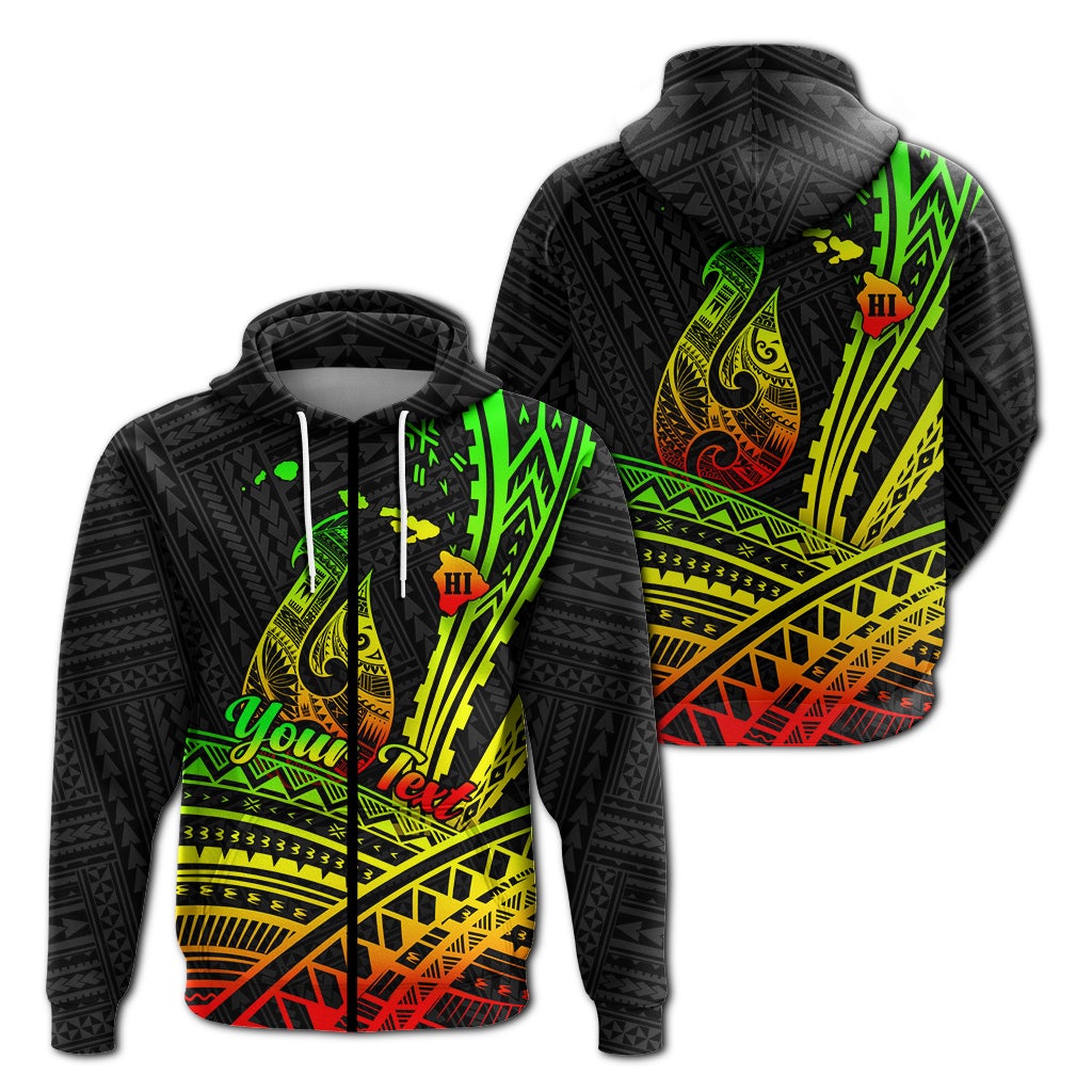 Custom Hawaii Fish Hook Polynesian Tribal Reggae Zip Hoodie LT12 - Wonder Print Shop