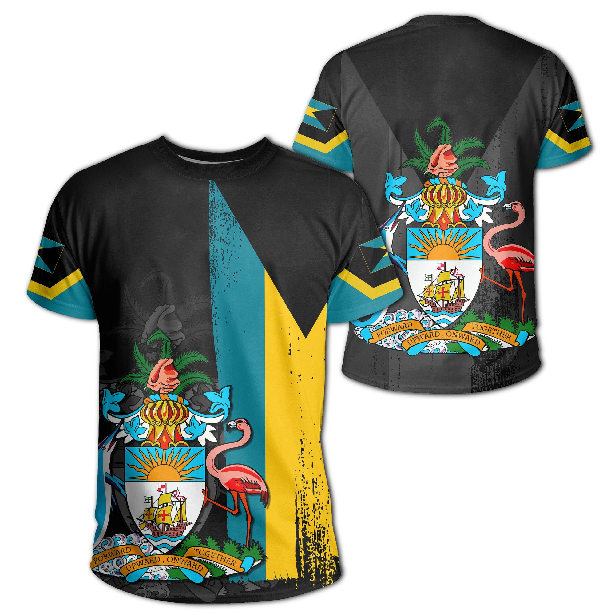 Bahamas Flag Coat Of Arm T Shirt - Wonder Print Shop