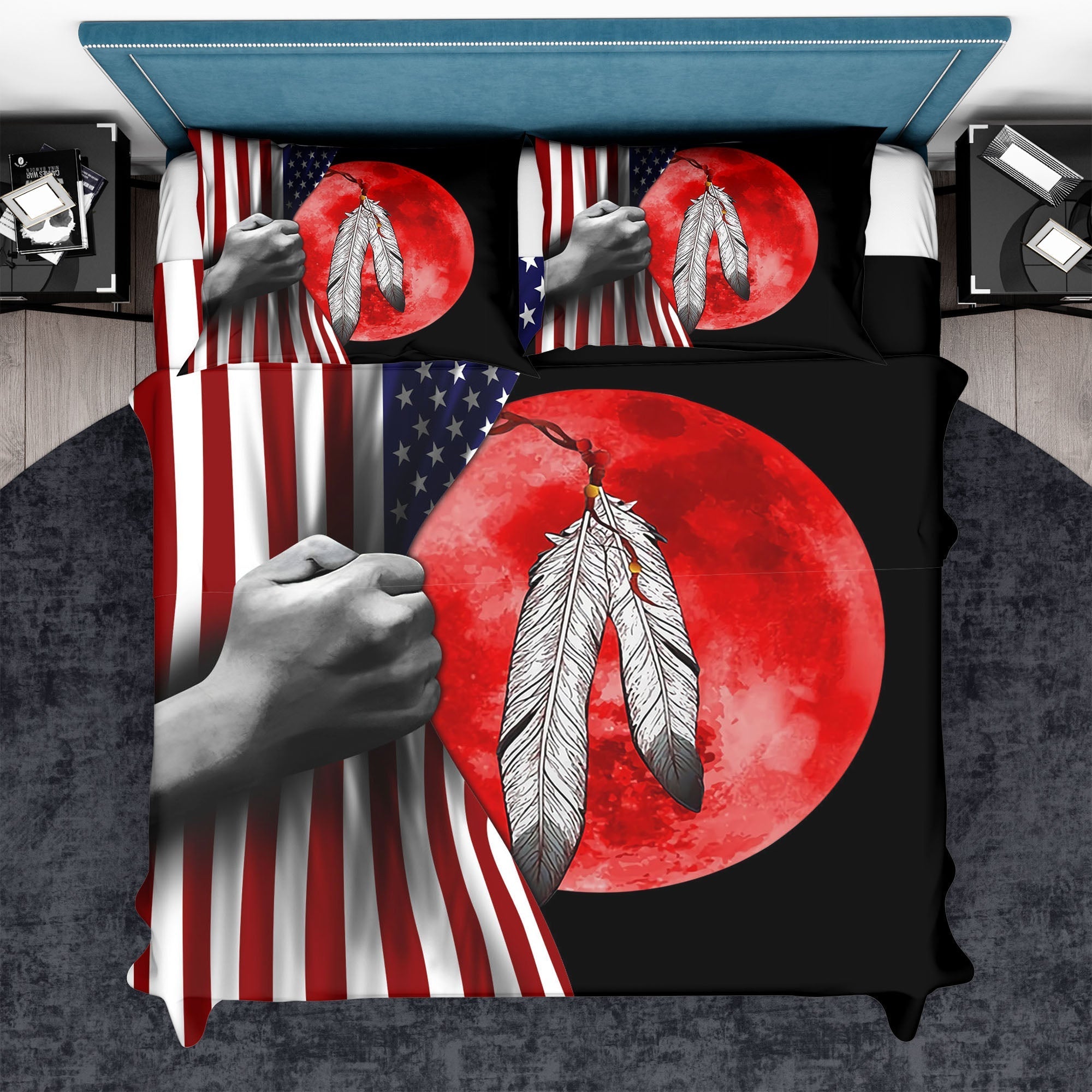 Native American Flag Blood Feather Bedding Set LT10 - Wonder Print Shop