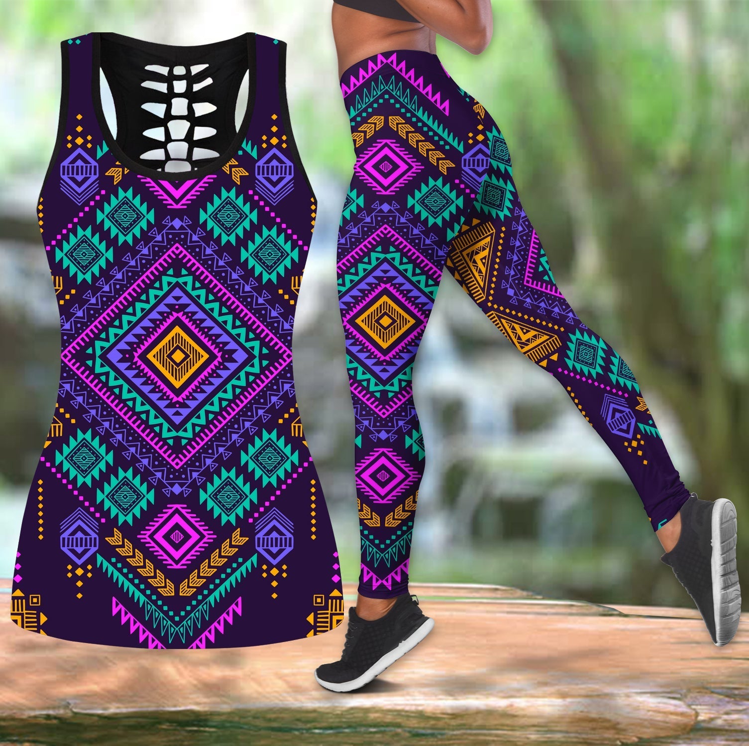 native-american-seamless-multicolored-tribal-hollow-tanktop-leggings-set