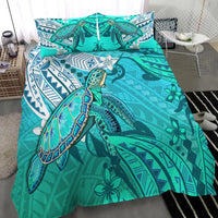 Turquoise duvet cover bedding set with turtle artwork, tribal patterns, and coordinating pillowcases