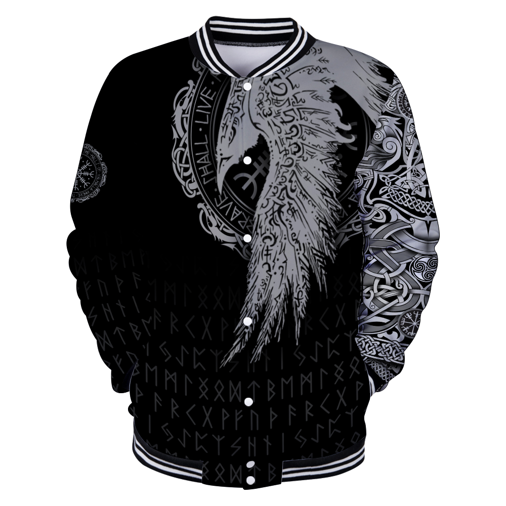 Viking Clothing Viking Raven Tattoo Baseball Jacket RLT12 - Wonder Print Shop