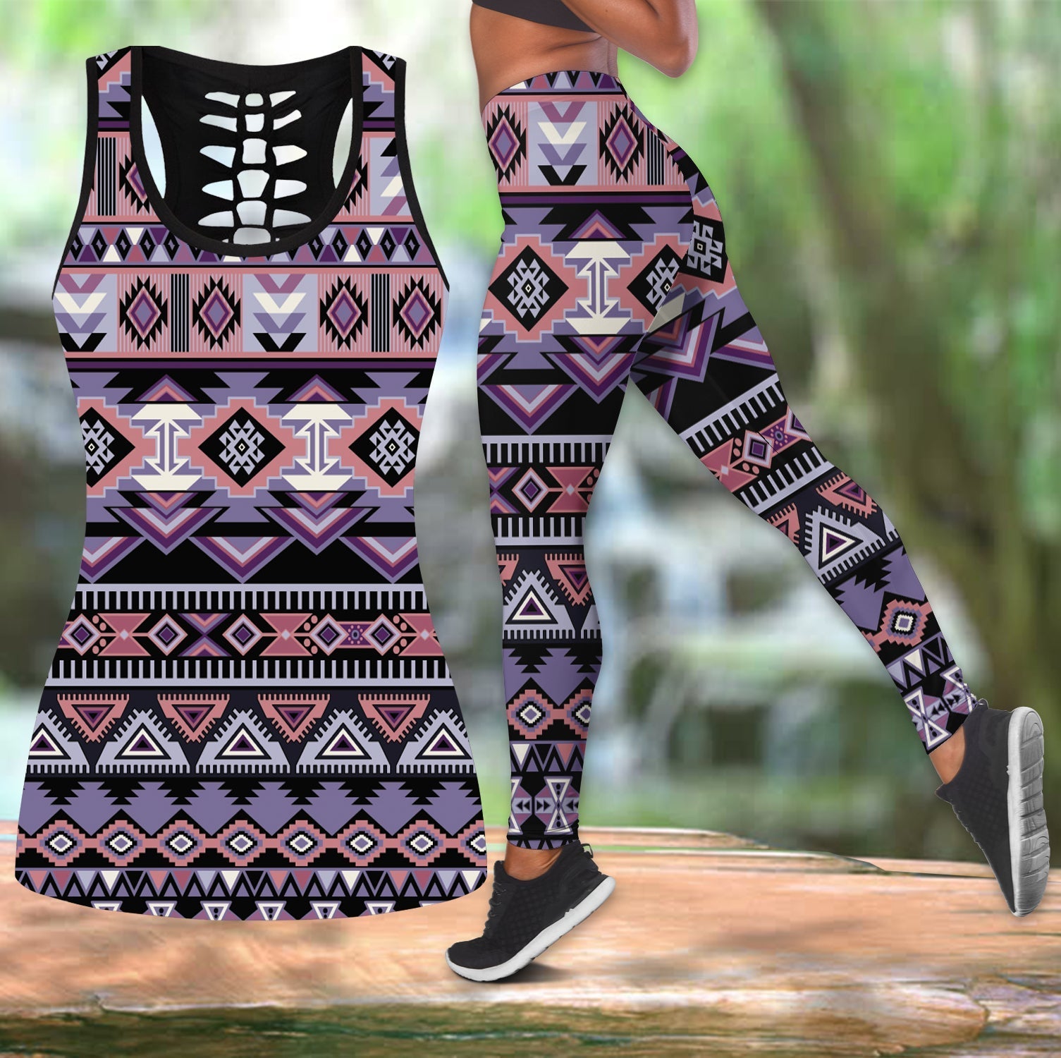 native-american-ethnic-pattern-hollow-tanktop-leggings-set