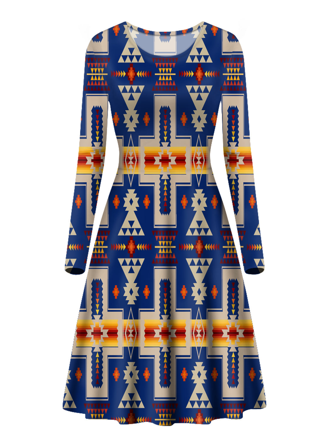 navy-design-native-american-long-sleeve-dress