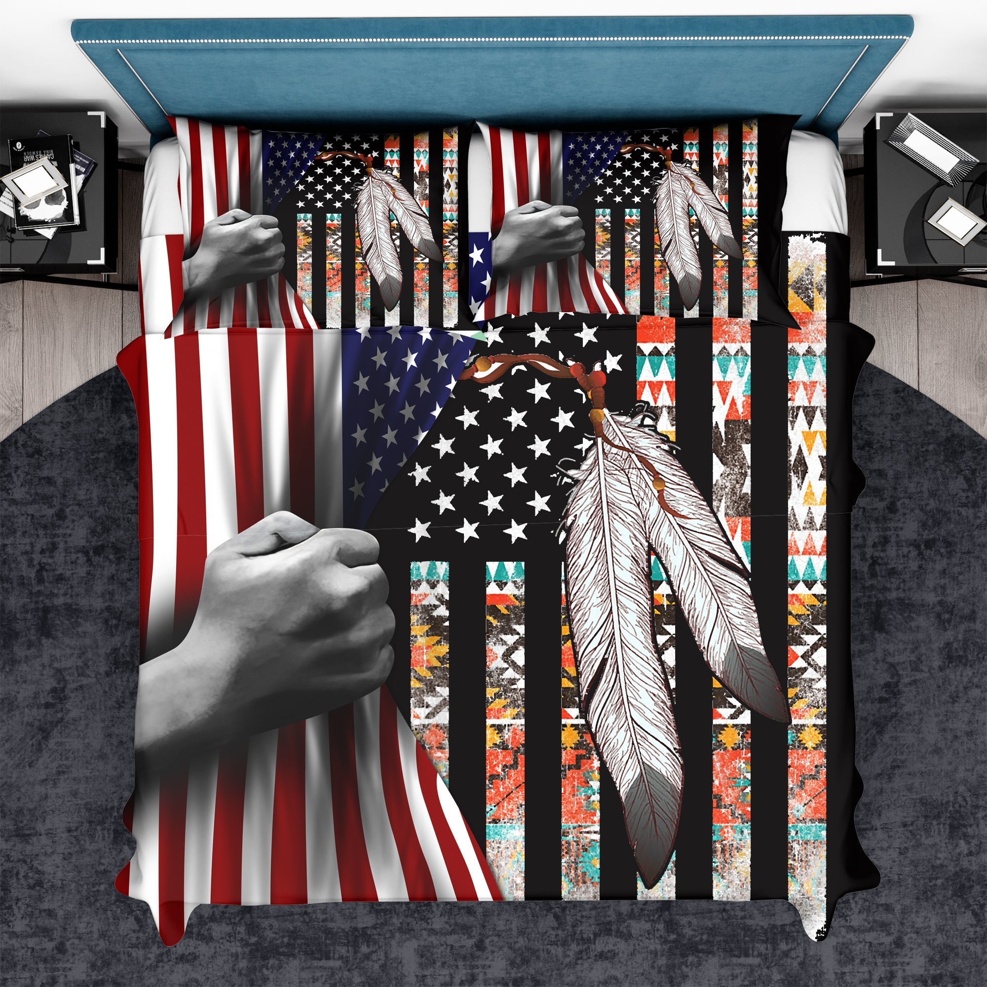 Native American Flag Feather Bedding Set LT10 - Wonder Print Shop