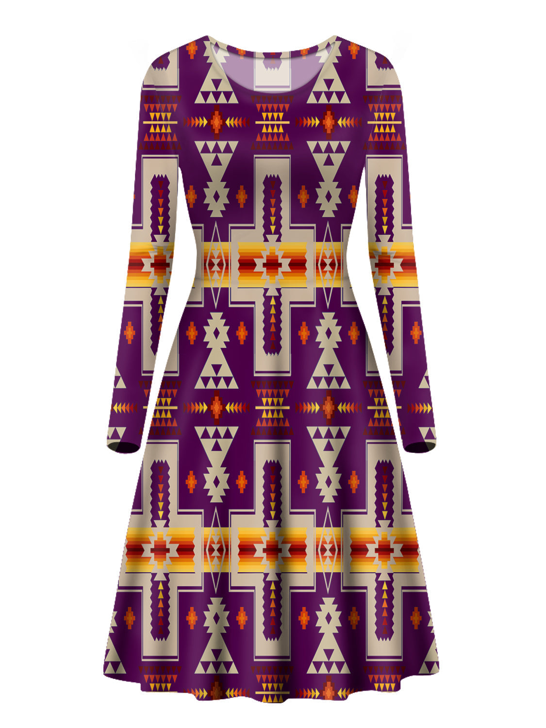 purple-design-native-american-long-sleeve-dress