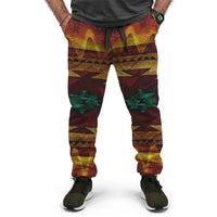 Colorful southwest graphic jogger pants with drawstring and tapered legs