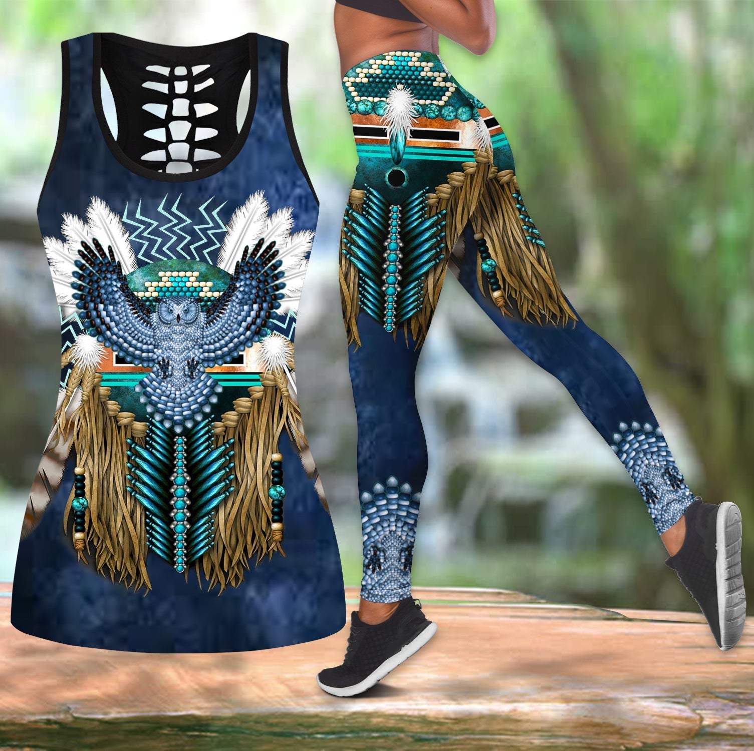 native-american-mandala-blue-pattern-tank-top-and-leggings-sets