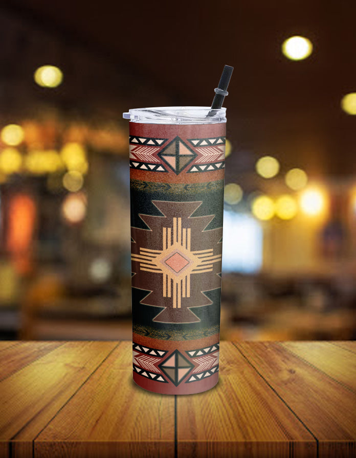 brown-geometric-native-american-skinny-tumbler