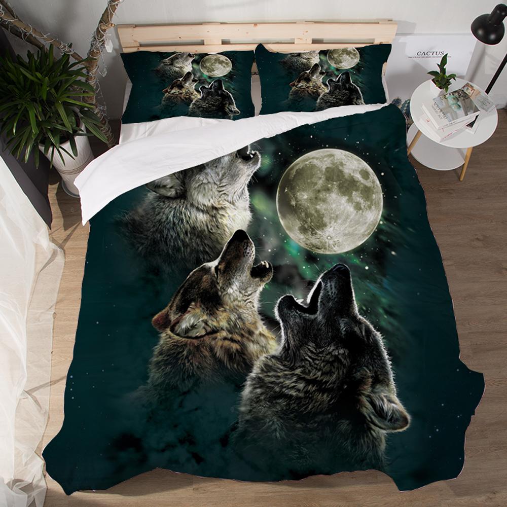 Native American Howling Wolves Under Moonlight Bedding Set LT10 - Wonder Print Shop