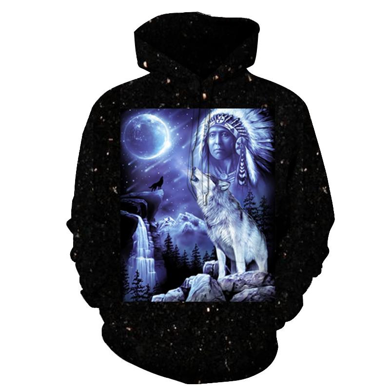 Galaxy Chief and Wolf Native American All Over Hoodie LT10 - Wonder Print Shop