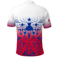 Austral Islands Tribal Polo Shirt LT12, back graphic with stars and pendant motif