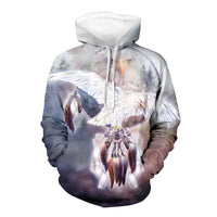 Eagle dreamcatcher feather hoodie with full front 3D graphic, hood and drawstrings