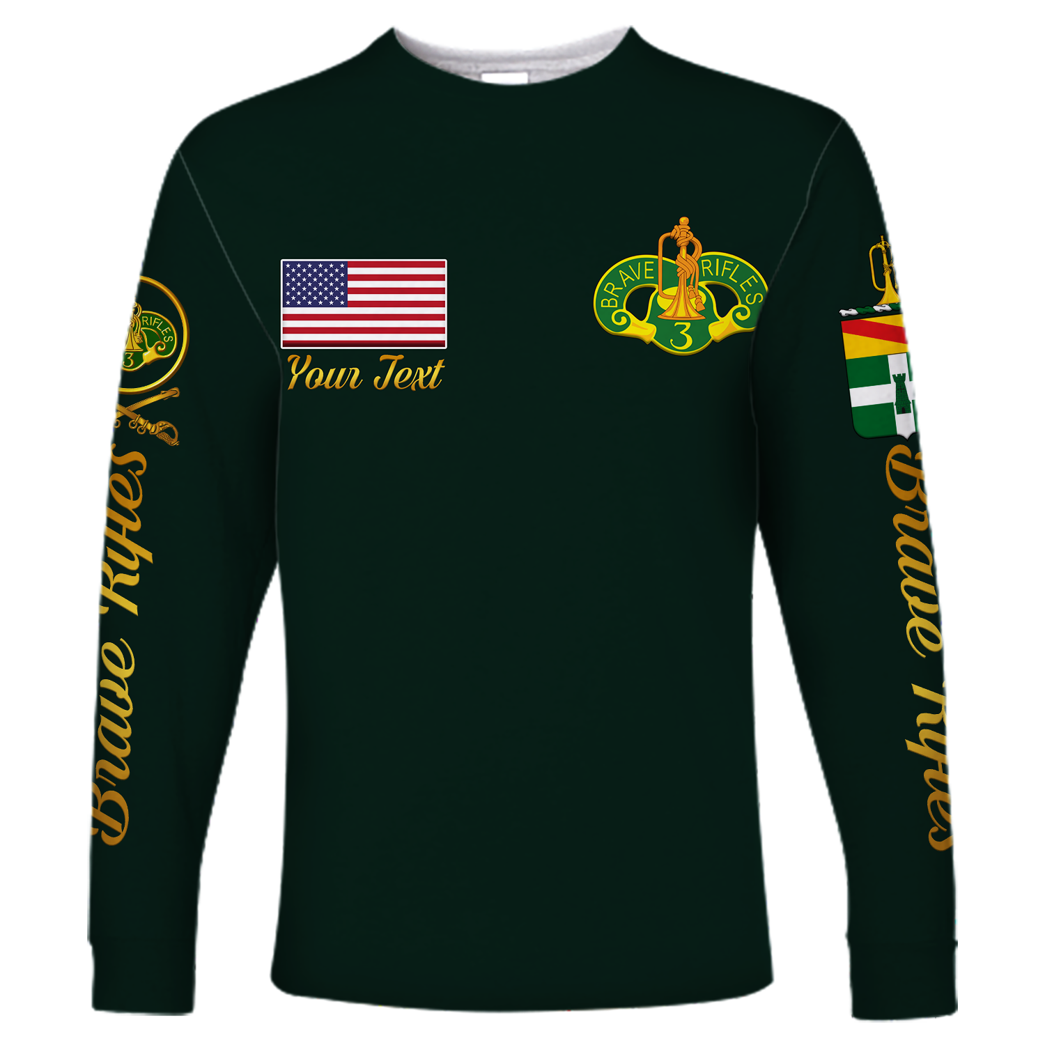 Custom 3rd Cavalry Regiment (United States) Brave Rifles Long Sleeve Shirt LT12 - Wonder Print Shop