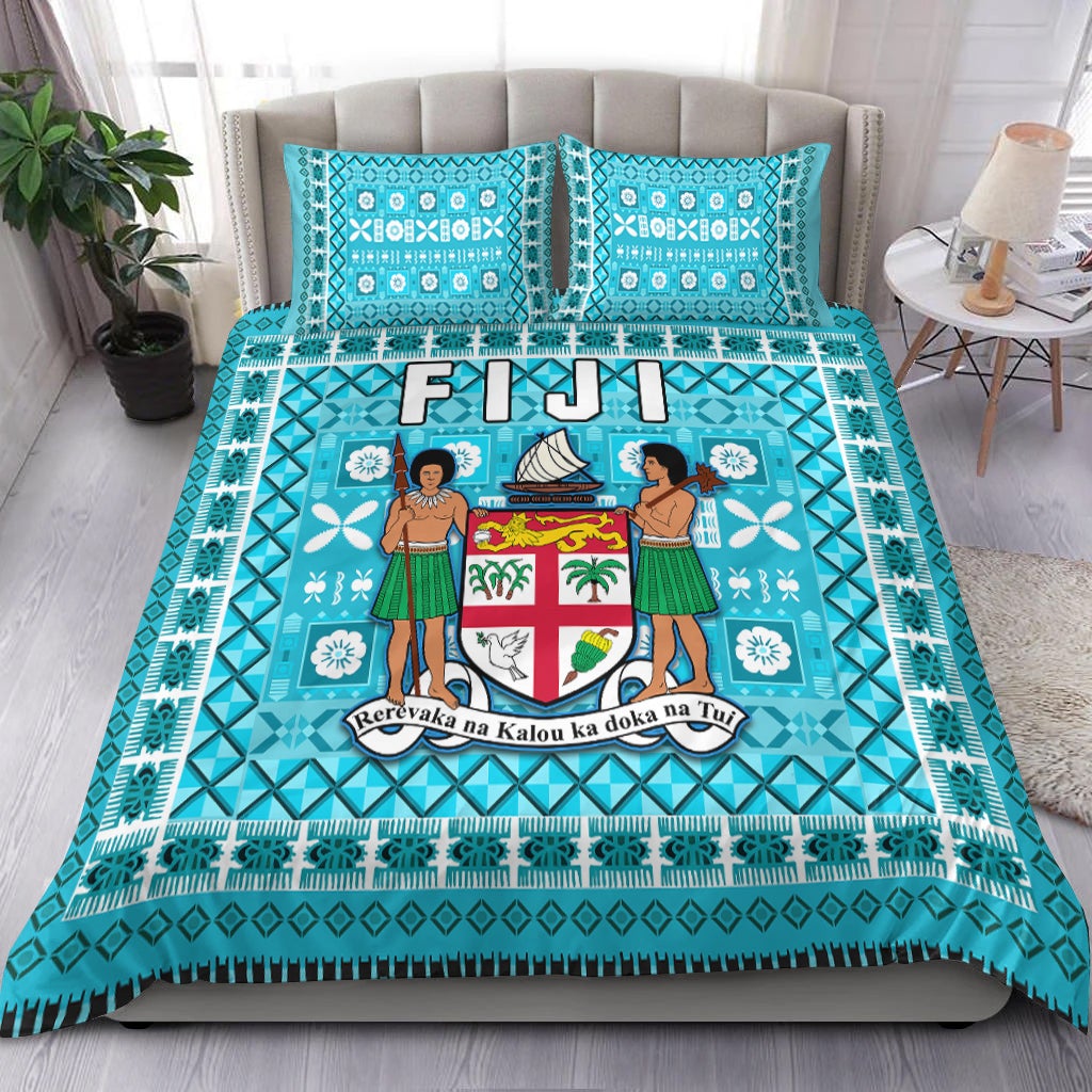 Fiji Bedding Set Pattern - Fijian Tapa Pattern Turquoise LT13 - Wonder Print Shop