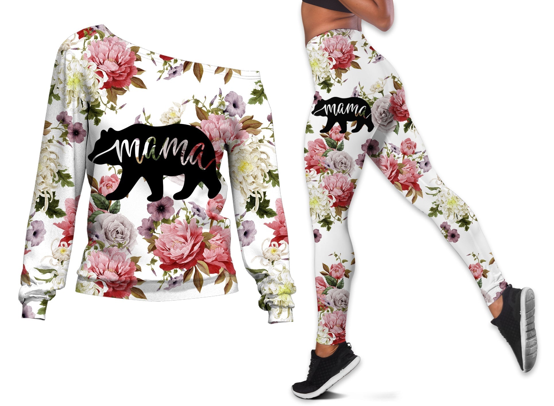 native-american-mama-bear-flower-rose-off-shoulder-sweater-leggings-set