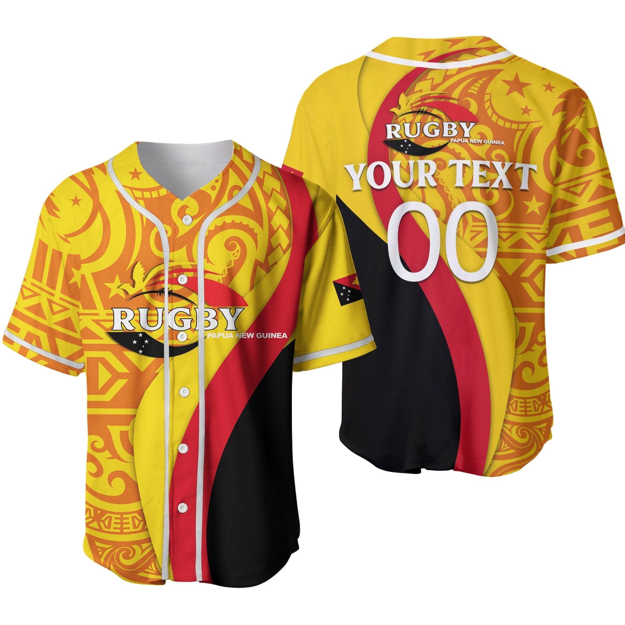 (Custom Personalised) Papua New Guinea Rugby Union Pride Baseball Jersey LT12 - Wonder Print Shop