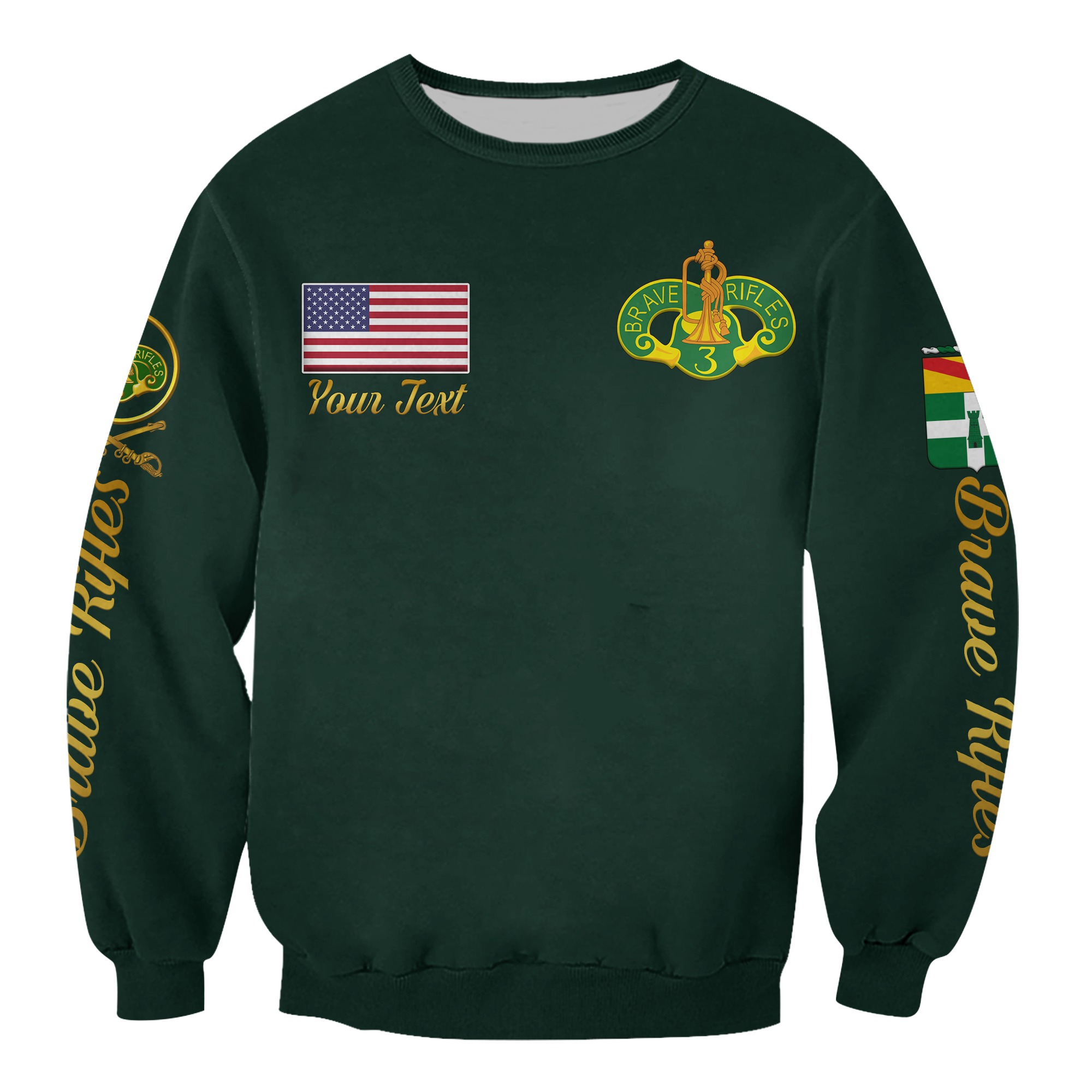 Custom 3rd Cavalry Regiment (United States) Brave Rifles Sweatshirt LT12 - Wonder Print Shop