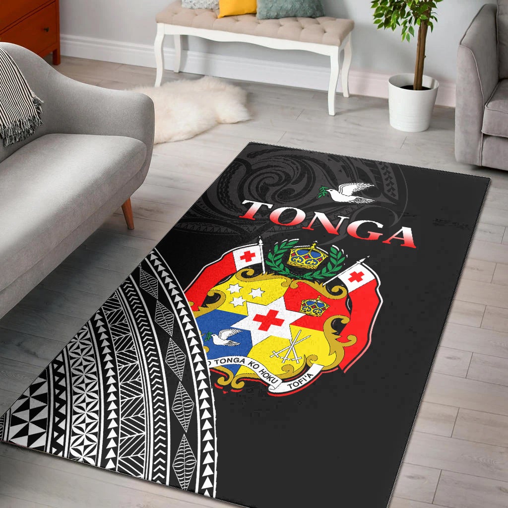 Tonga Area Rug Tongan Pattern Blithesome Version Black LT13 - Wonder Print Shop