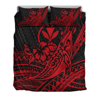 Black & red tribal duvet with humpback whale and hibiscus, plus two pillowcases