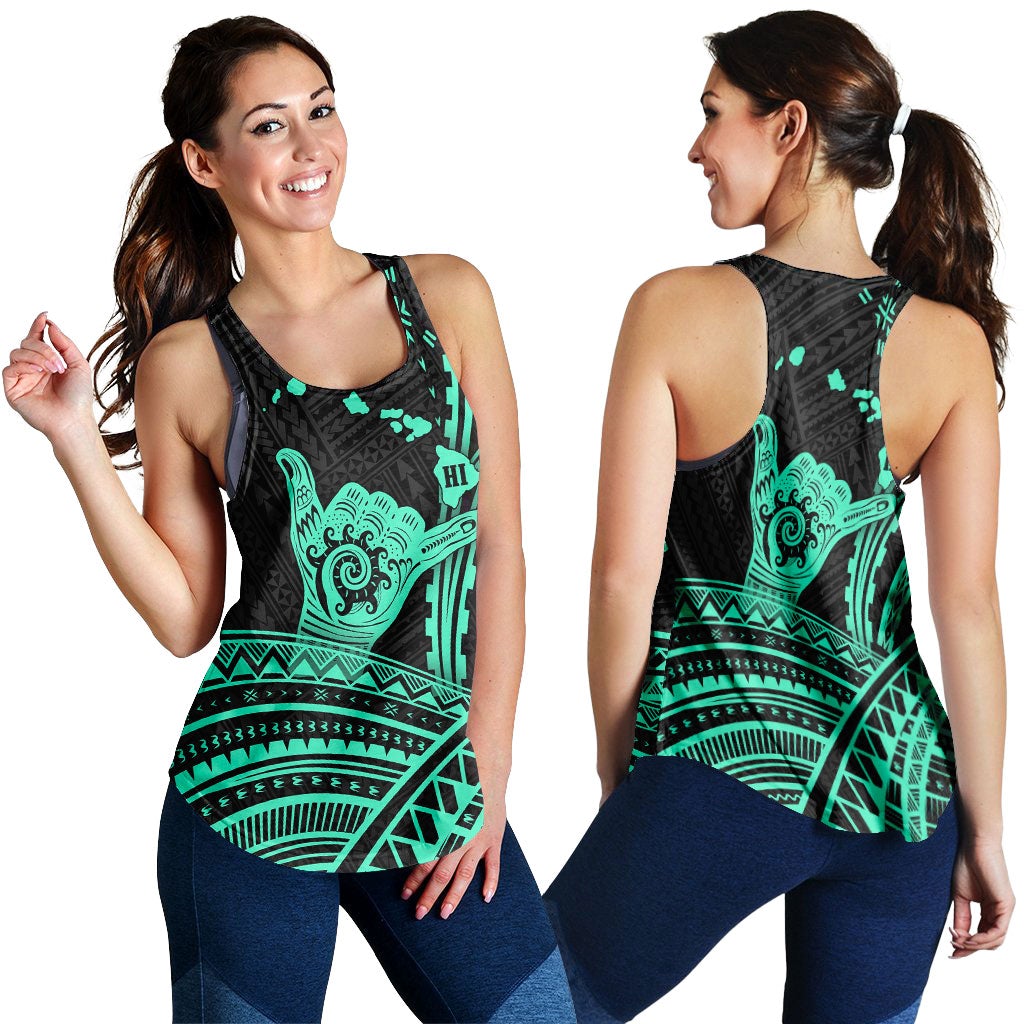 hawaii-shaka-polynesian-tribal-turquoise-women-tank-top