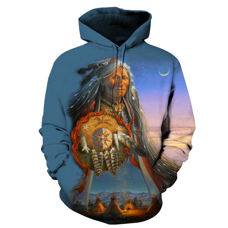 Blue dreamcatcher native hoodie, pullover, multicolor all-over front print