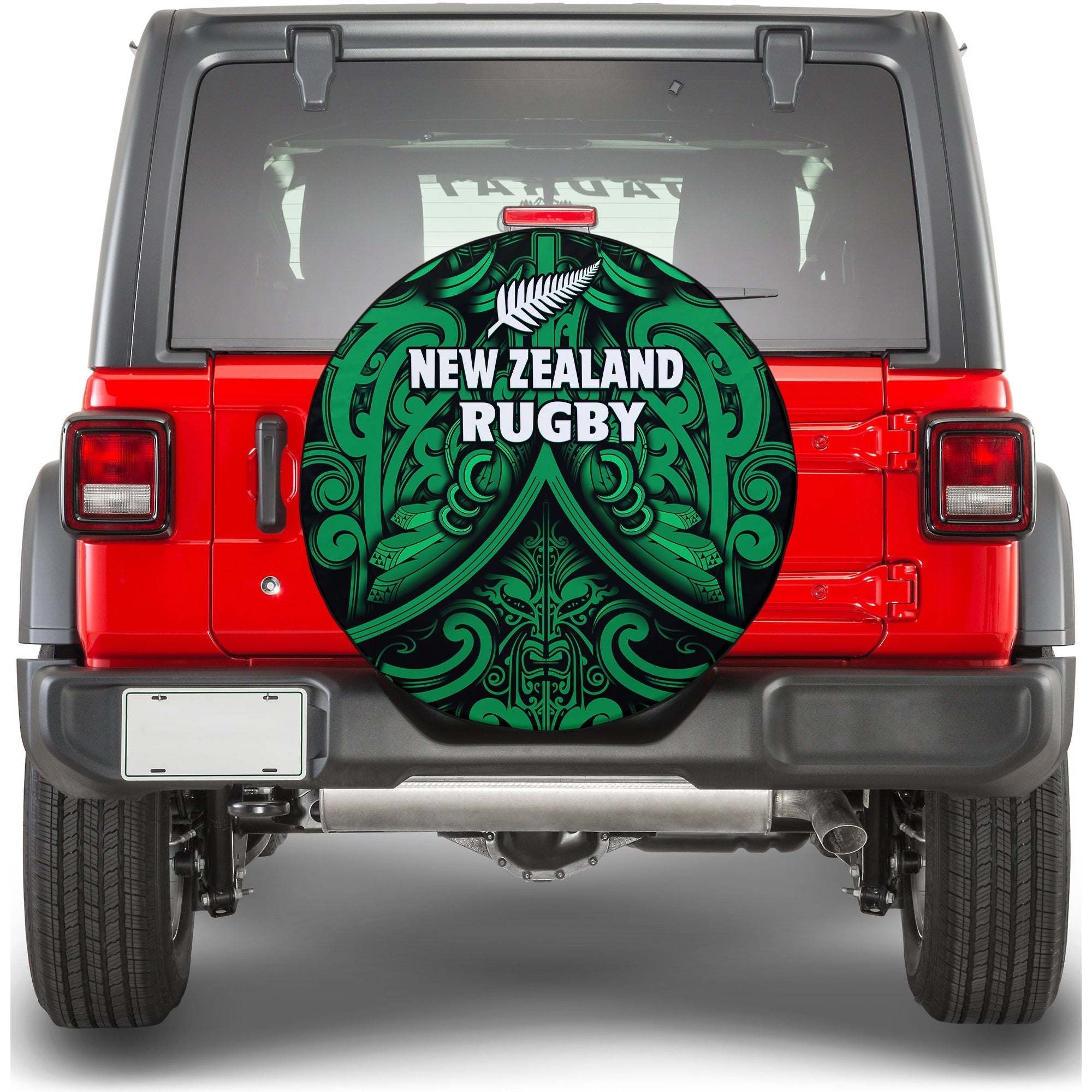 New Zealand Silver Fern Rugby Spare Tire Cover All Black Green NZ Maori Pattern LT13 - Wonder Print Shop