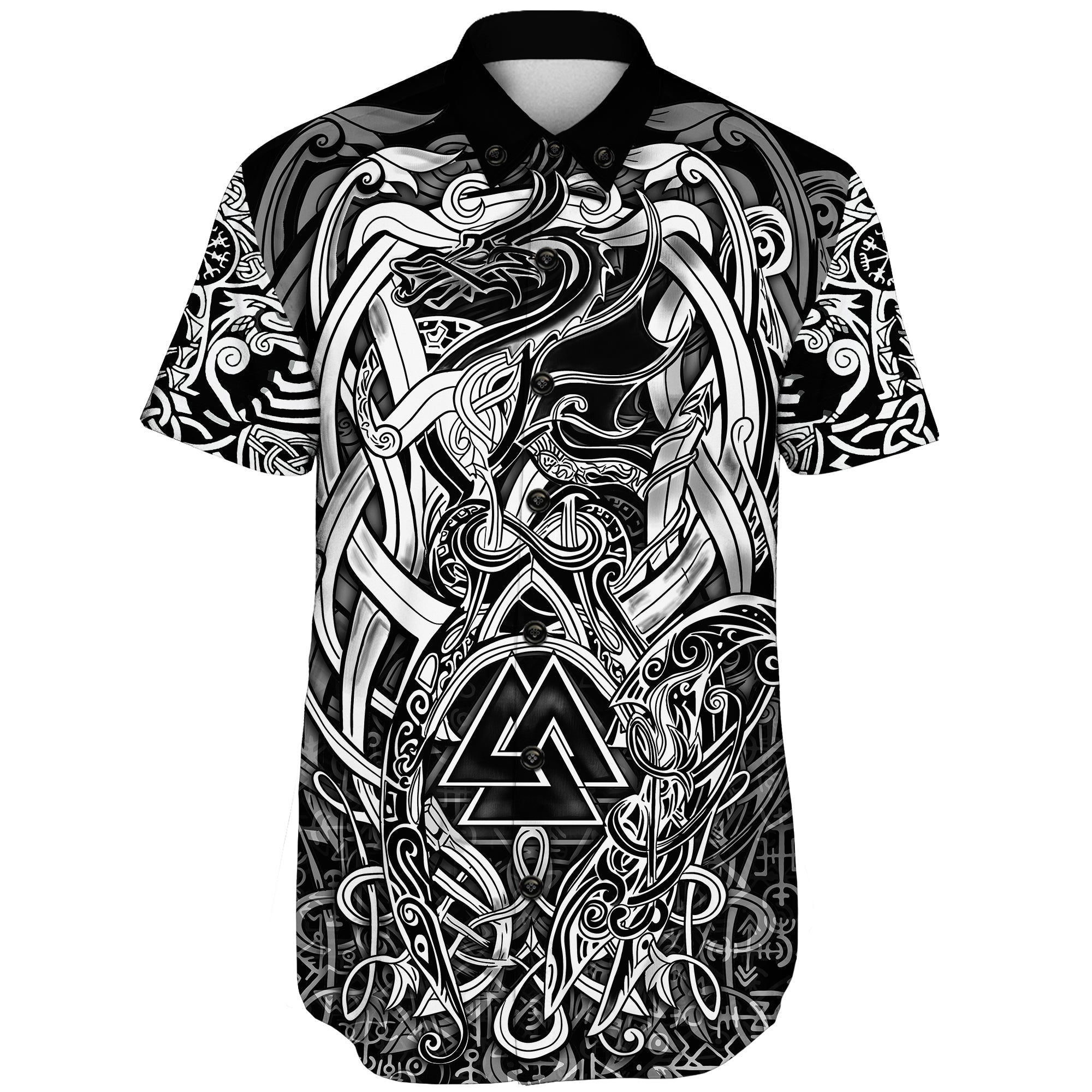 viking-shorts-sleeve-shirt-valknut-and-dragon-tattoo