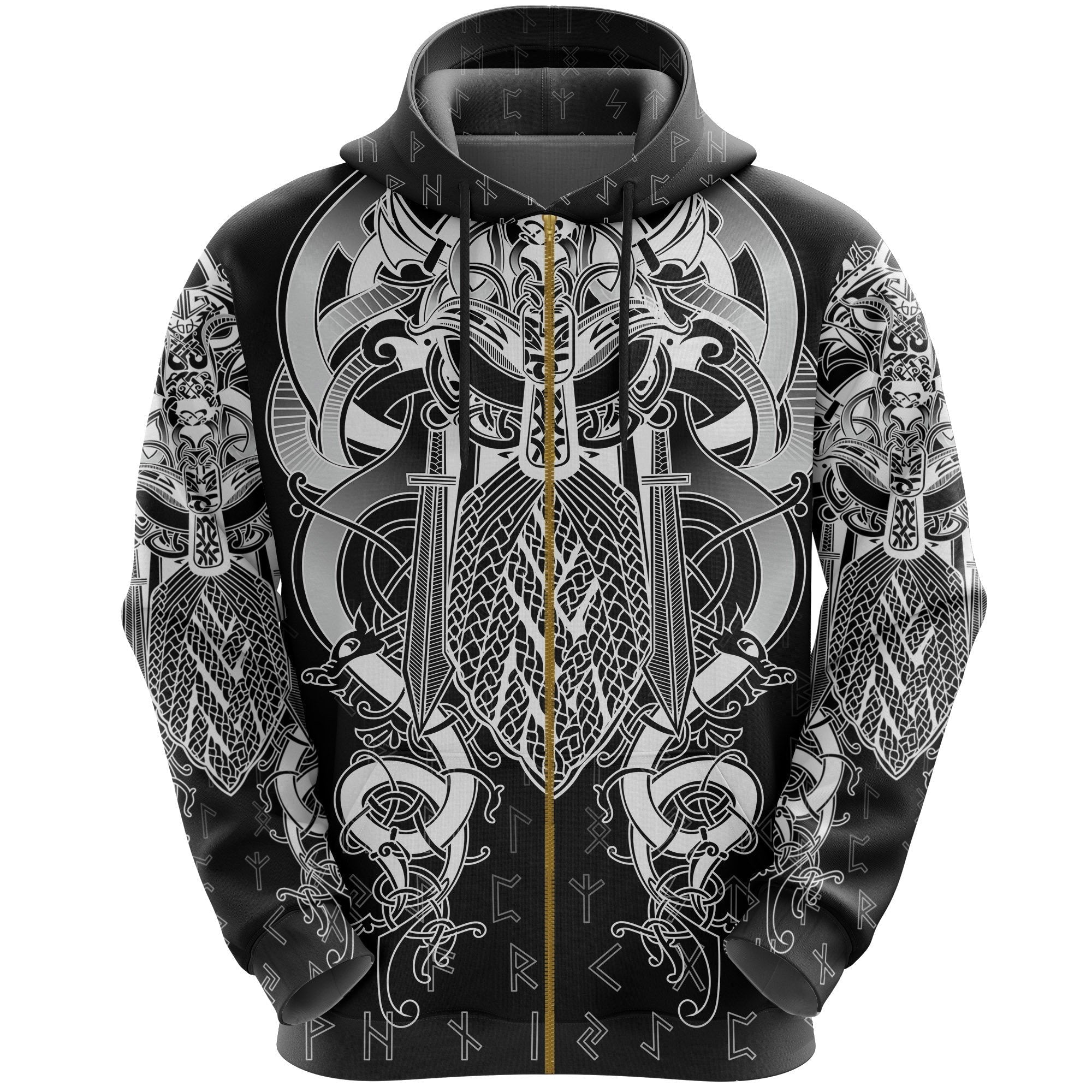 Viking Fenrir and Tyr Tattoo Zip Hoodie RLT12 - Wonder Print Shop