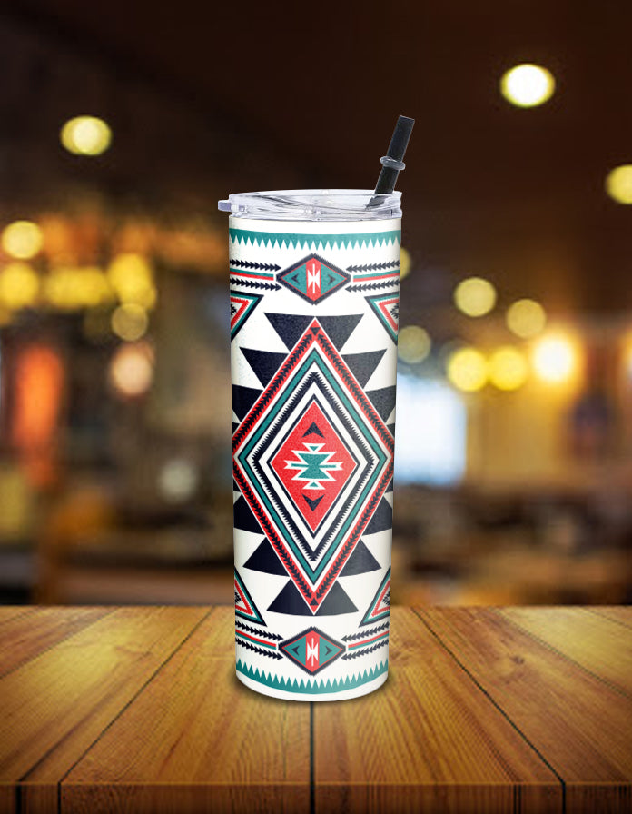 white-geometric-native-american-skinny-tumbler