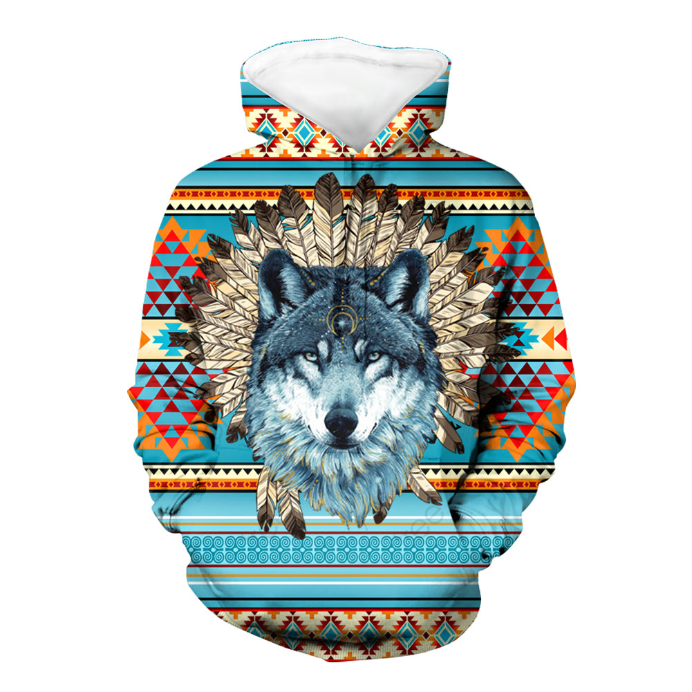 Moon Wolf Native American 3D Hoodie LT10 - Wonder Print Shop