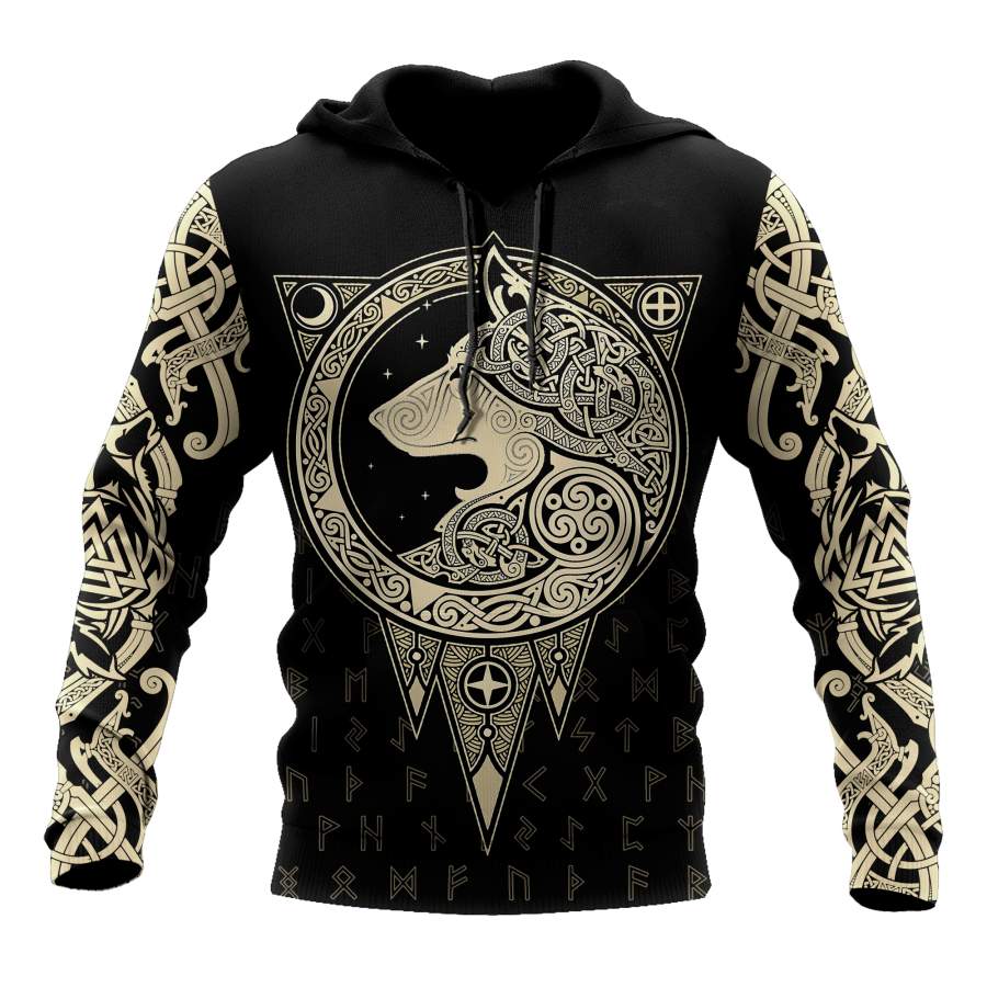 Viking Clothing Viking Gold Wolf Hoodie RLT12 - Wonder Print Shop