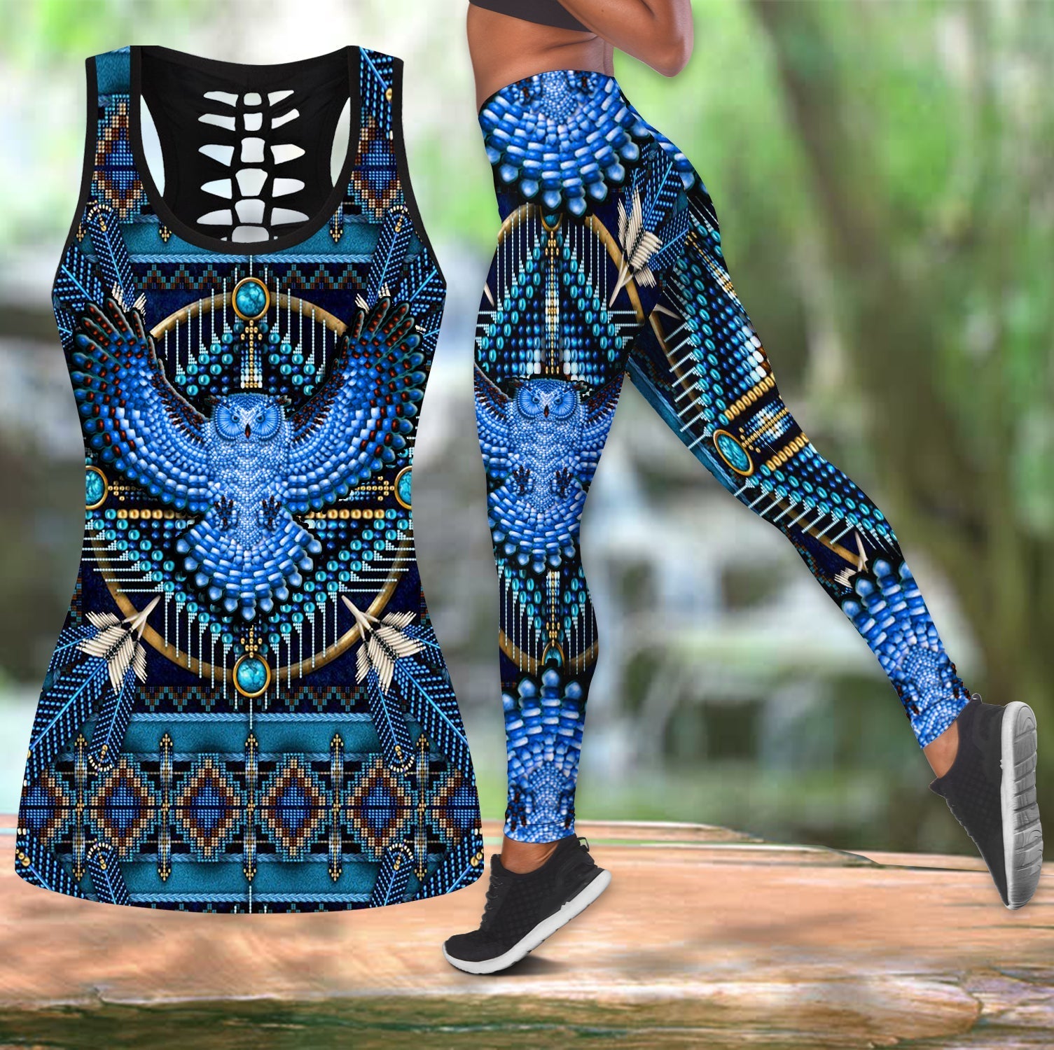 native-american-mandala-blue-pattern-tank-top-and-leggings-sets