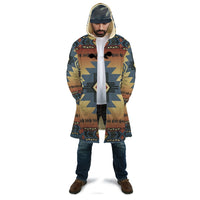 Multicolor Native American pattern cloak, unisex pullover with hood and open front