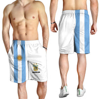 Argentina Men Shorts 2021 LT13 in white with light-blue vertical stripes and emblems
