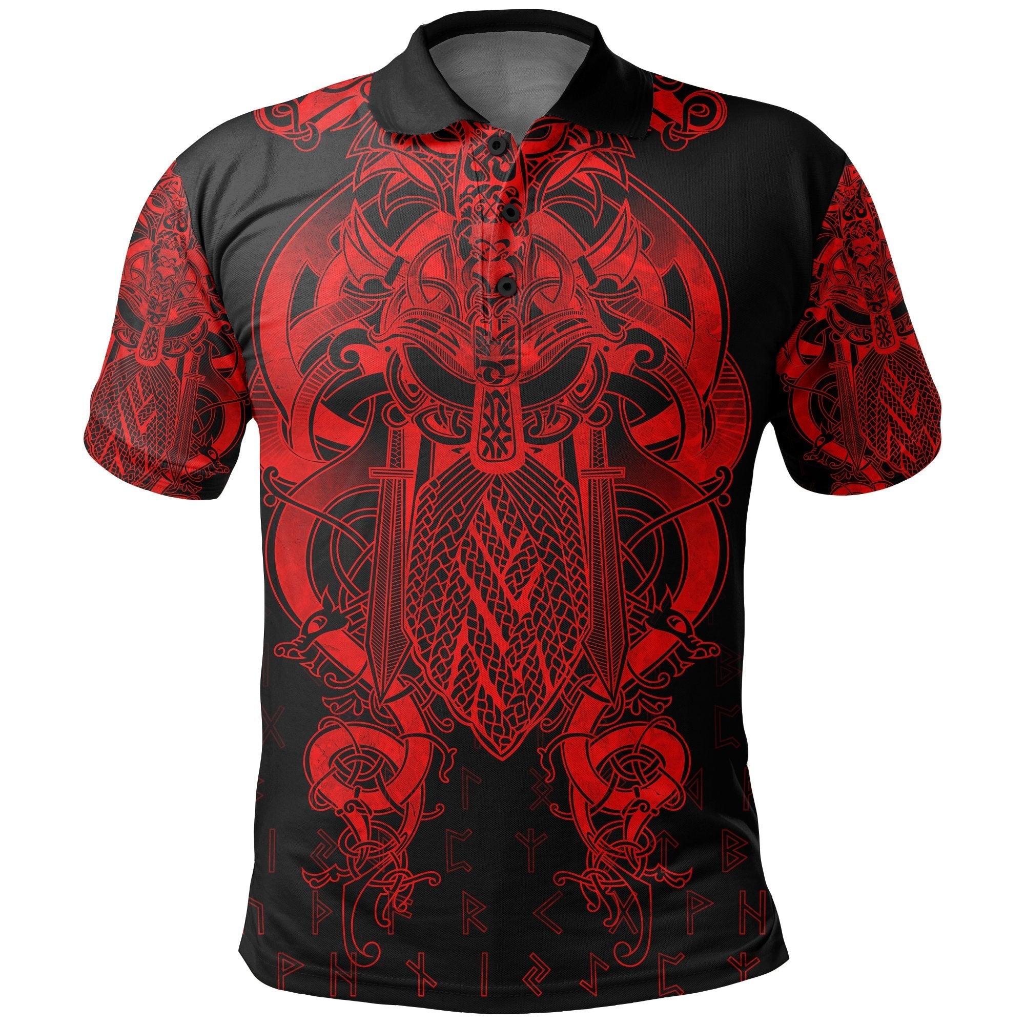 Viking Fenrir and Tyr Tattoo Polo Shirt Red Version RLT12 - Wonder Print Shop