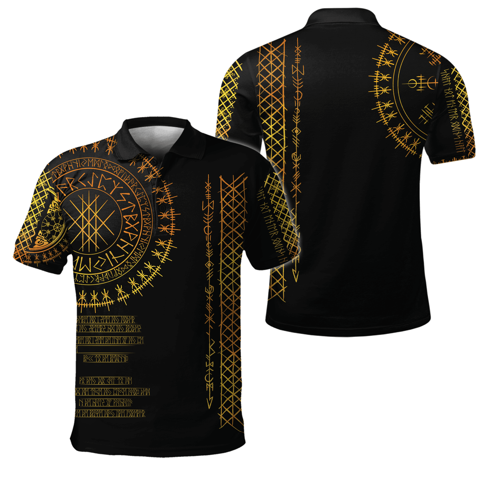 Viking Clothing Viking Golden Runes Polo Shirt RLT12 - Wonder Print Shop