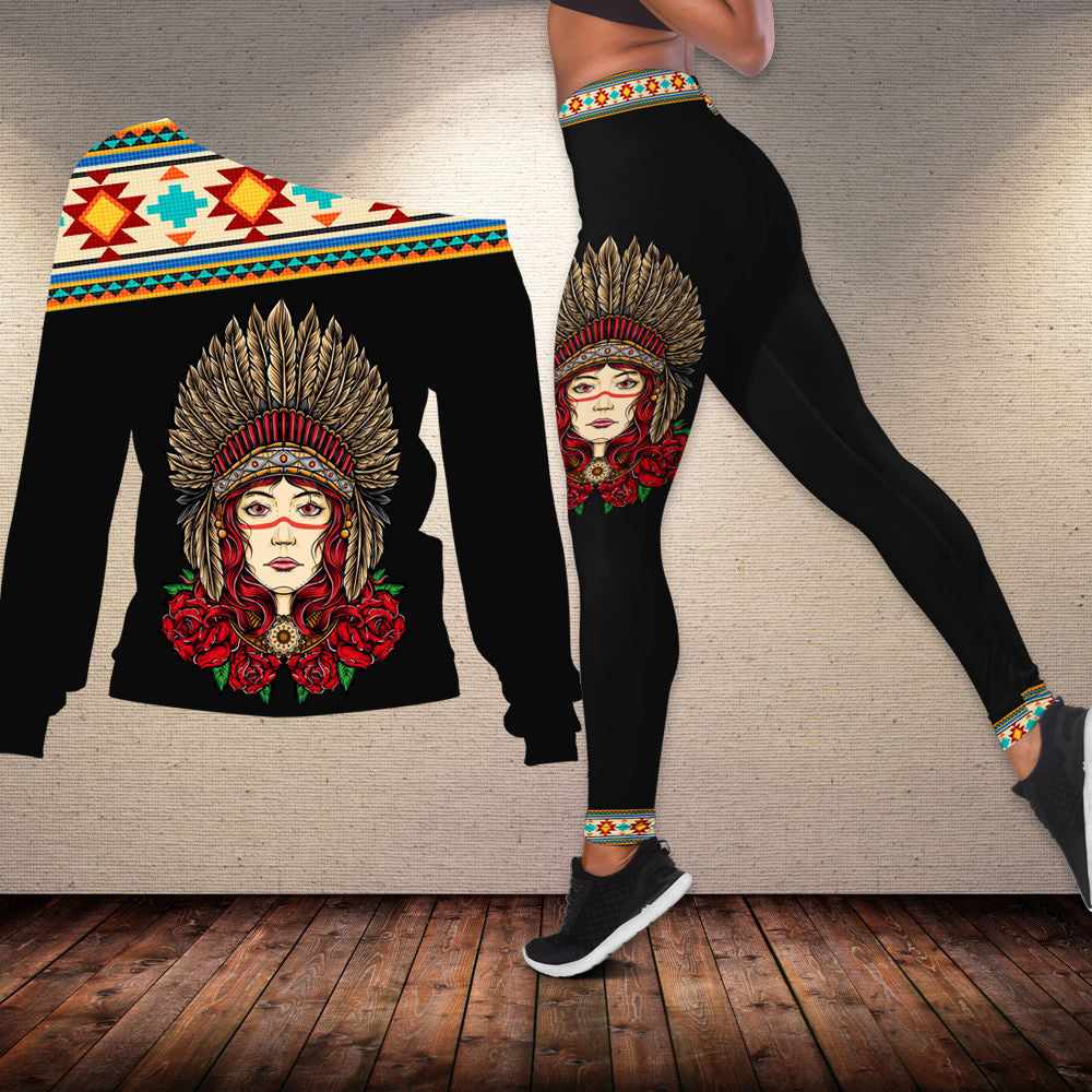 native-american-girl-and-flowers-off-shoulder-sweater-leggings-set