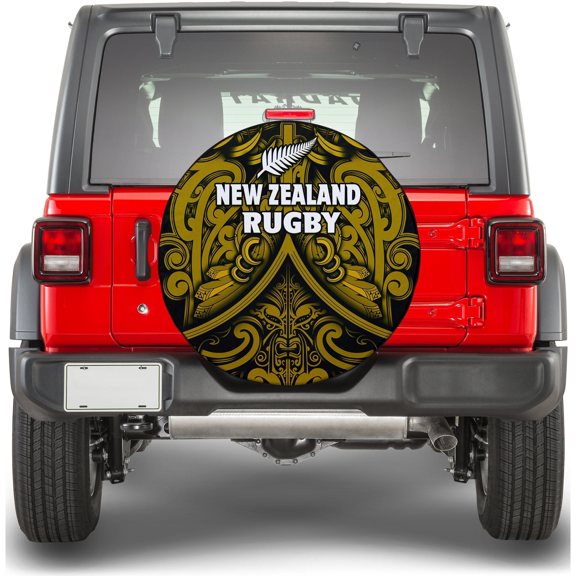 New Zealand Silver Fern Rugby Spare Tire Cover All Black Gold NZ Maori Pattern LT13 - Wonder Print Shop